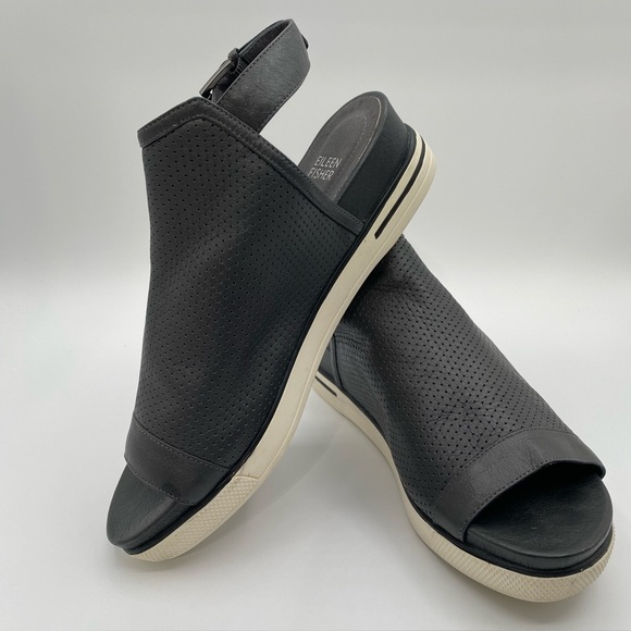 EILEEN FISHER Sport Platform Sandal Sz 7 Charcoal Gray - Picture 14 of 14